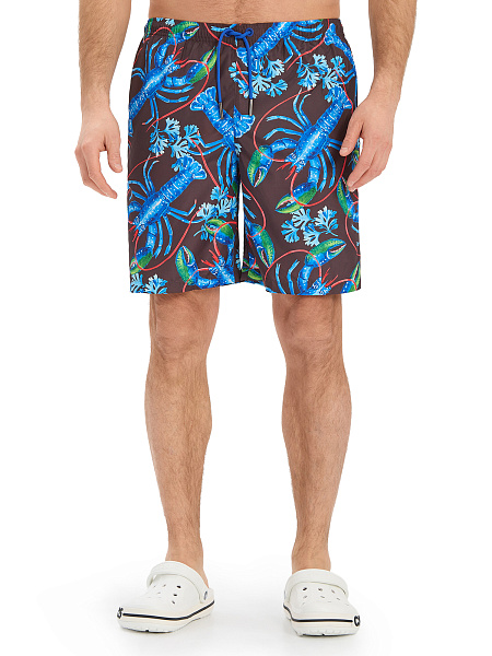 Swimwear Шорты мужские, цвет черный паттерн лобстеры, фото 2