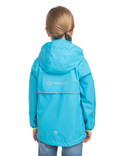 Ультралегкая куртка-ветровка для девочек из мембраны, цвет лайм неон, фото 6