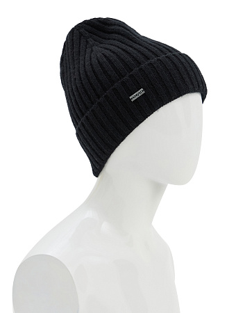 Шерстяная шапка  с отворотом, цвет черный, фото 1