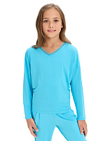 Лонгслив серии Bamboo для девочки Бирюзовый