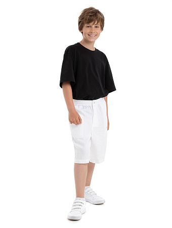 Шорты-бермуды из 100% льна для мальчиков-подростков, цвет белый, фото 1