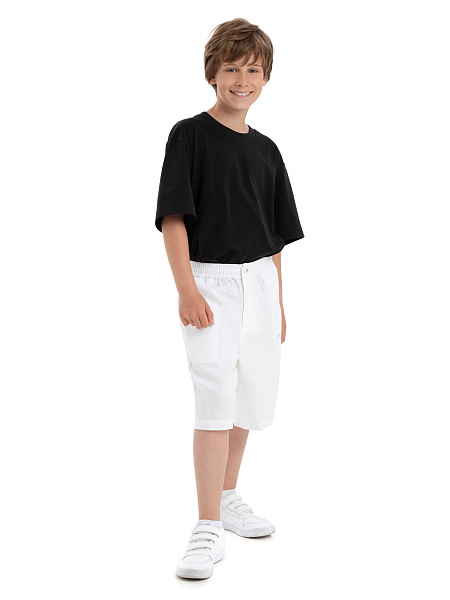 Шорты-бермуды из 100% льна для мальчиков-подростков, цвет белый, фото 1