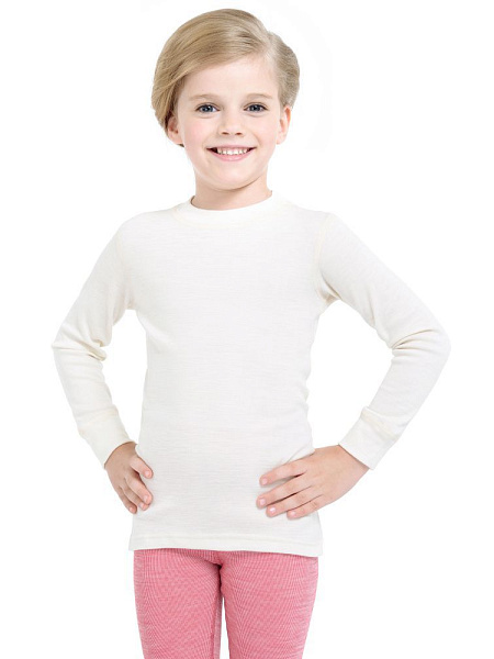 Термофутболка детская для девочек с длинным рукавом серии SOFT, цвет молочный, фото 1