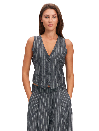 NORVEG LINEN Жилет женский, цвет серый-полоска белая, фото 1
