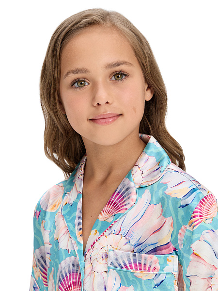 Комплект для девочки SILK (жакет+шорты), цвет принт светлый toile de jouy, цвет принт seashells, фото 4
