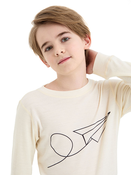 Пижама для мальчика-подростков из шерсти мериносов, цвет молочный, фото 4