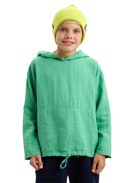 Худи из 100% льна для мальчиков, цвет зеленый, фото 2