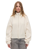 Укороченный кардиган на молнии Молочный