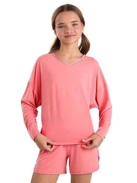 Лонгслив Bamboo для девочки-подростка, цвет коралловый, фото 1