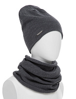 Комплект шапка и снуд из 100% шерсти мериносов для женщин Темно-серый