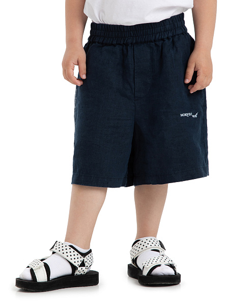 Шорты-бермуды из 100% льна для девочек, цвет темно-синий, фото 2