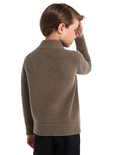 Кардиган шерстяной на молнии для мальчика, цвет коричневый, фото 5