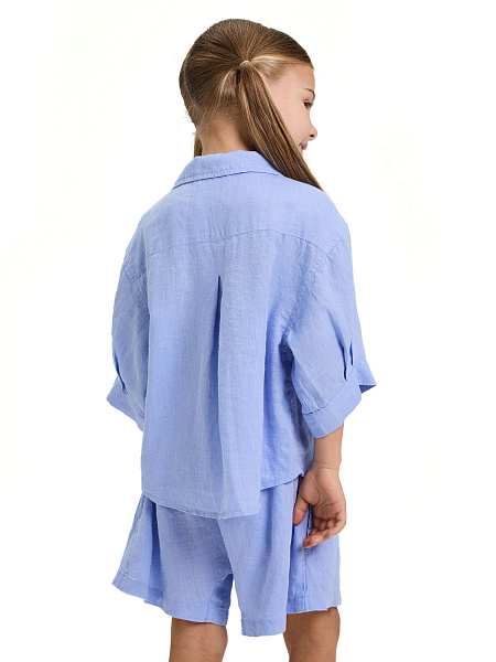 Рубашка для девочки серии LINEN, цвет лаванда, фото 4