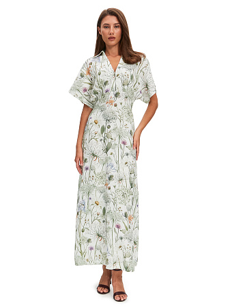 LINEN Платье женское, цвет белый, паттерн flowers, фото 1