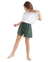 Шорты для девочек-подростков серии LINEN Олива