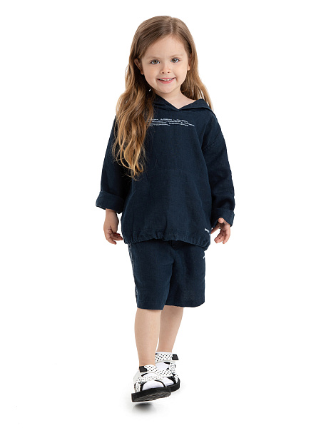Худи из 100% льна для девочек, цвет темно-синий, фото 2