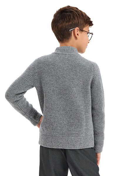 Кардиган шерстяной на молнии для мальчика, цвет пепельный меланж, фото 3