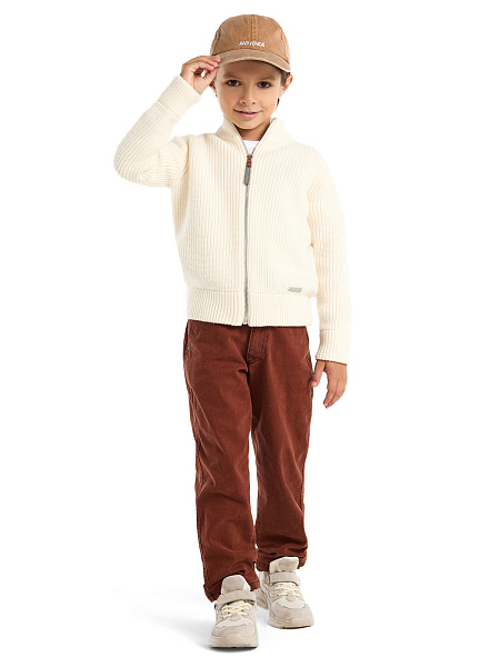 Кардиган шерстяной на молнии для мальчика, цвет молочный, фото 2