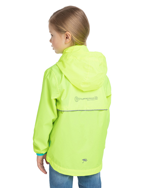 Ультралегкая куртка-ветровка для девочек из мембраны, цвет лайм неон, фото 6