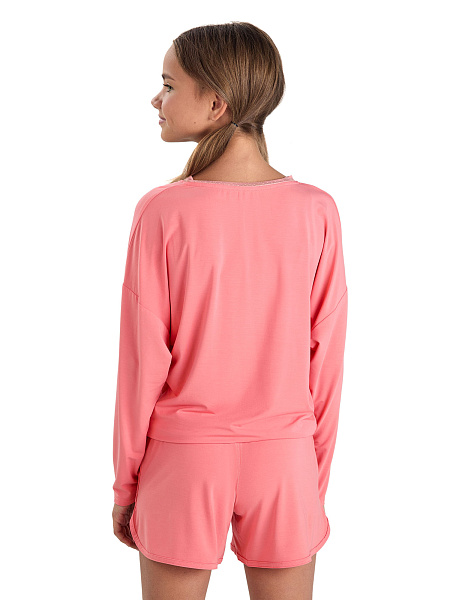 Лонгслив Bamboo для девочки-подростка, цвет коралловый, фото 2