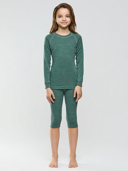 Комплект термобелья для девочек серии SPORT WOOL, цвет зеленый, фото 3