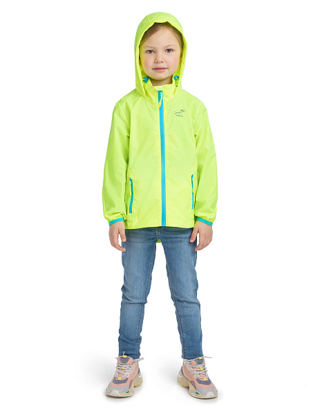 Ультралегкая куртка-ветровка для девочек из мембраны, цвет лайм неон, фото 3