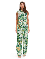 LINEN Брюки женские прямые Паттерн Tropical Flowers