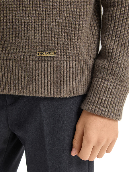 Кардиган шерстяной на молнии для мальчиков-подростков, цвет коричневый, фото 5