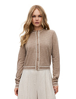 Кардиган на пуговицах с кантом Бежевый меланж