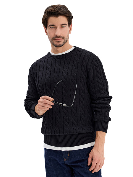 Джемпер Cotton мужской "косы", цвет черный, фото 5
