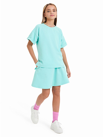 Футболка для девочки ORGANOMICA Cotton, цвет тиффани, фото 1