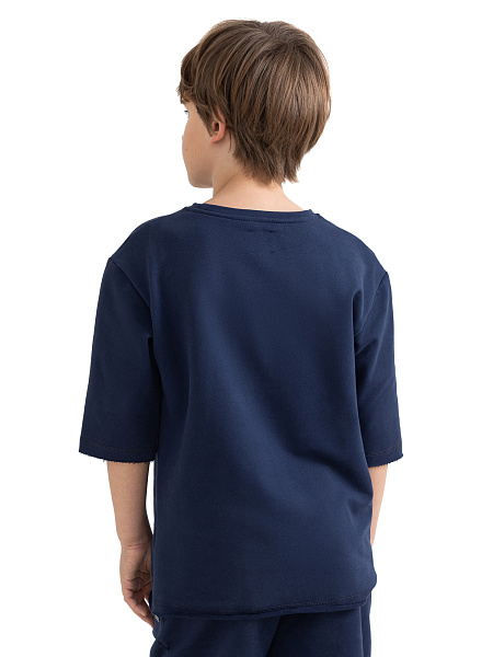 Футболка детская для мальчиков серии Cotton, цвет темно-синий, фото 3
