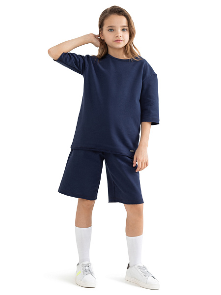 Шорты детские для девочек Cotton, цвет темно-синий, фото 2