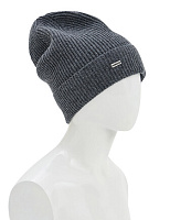 Шапка из шерсти с отворотом Серый меланж