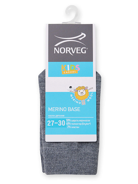 Носки детские серии Merino Base, цвет серый меланж, фото 4