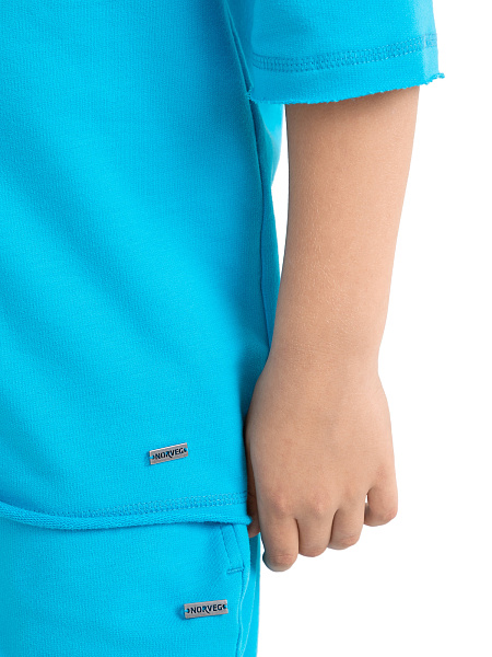 Футболка детская для мальчиков серии Cotton, цвет бирюзовый, фото 4