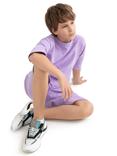 Футболка детская для мальчиков серии Cotton, цвет лаванда, фото 5