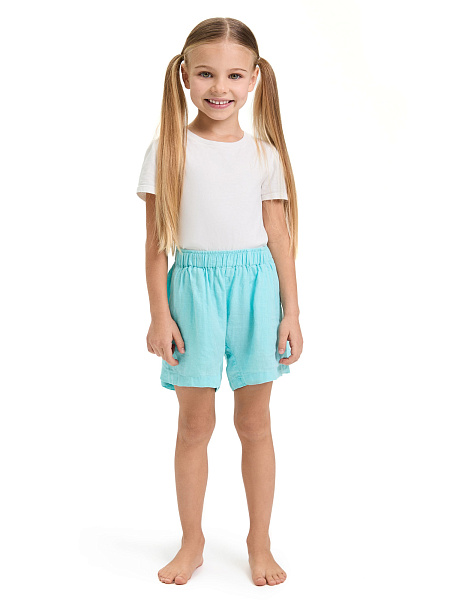 Шорты для девочки серии LINEN, цвет тиффани, фото 1