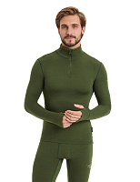 Термофуфайка мужская (футболка) с высоким воротом на молнии для охоты и рыбалки серии HUNTER Хаки