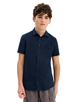 Рубашка для мальчика с коротким Темно-синий