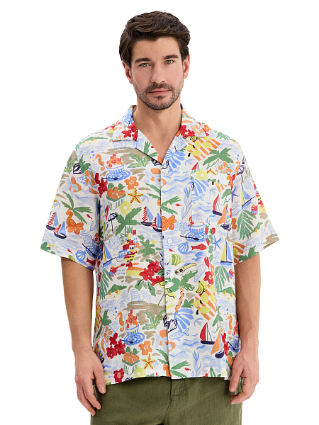 Мужская рубашка LINEN из умягченного льна, цвет паттерн vacation, фото 1
