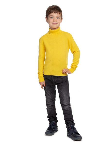 Свитер Cashmere детский для мальчика с высоким воротом, цвет желтый, фото 2