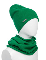 Комплект шапка и снуд из 100% шерсти мериносов для девочек Зеленый