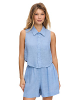 LINEN Блуза женская без рукавов Голубой пепельный