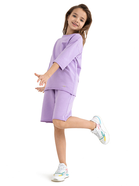 Футболка детская для девочек серии Cotton, цвет лаванда, фото 2