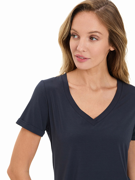 Футболка женская с V-вырезом серии Bamboo, цвет темно-серый, фото 3
