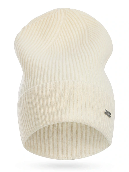 Шапка из шерсти с отворотом, цвет белый, фото 2