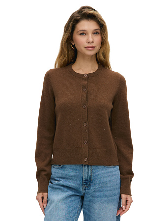 Кардиган на пуговицах с пайетками Norveg, цвет коричневый с пайетками, фото 1