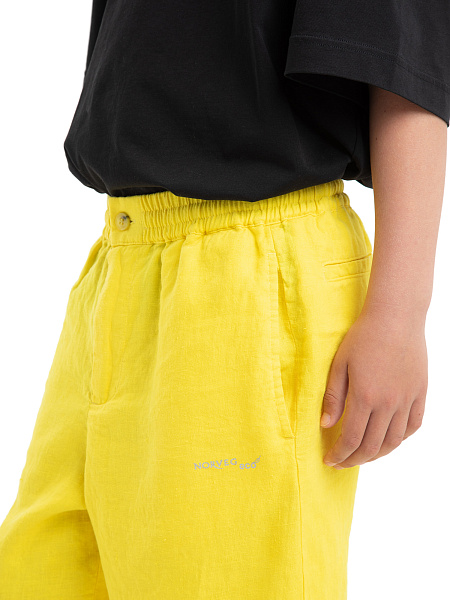 Шорты-бермуды из 100% льна для мальчиков-подростков, цвет желтый, фото 3