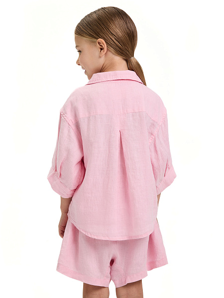 Рубашка для девочки серии LINEN, цвет нежно-розовый, фото 4